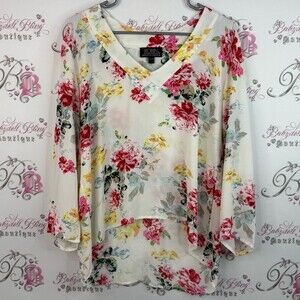 Robin long sleeve flowy lightweight Floral V-Neck Blouse - Multicolor Elegance